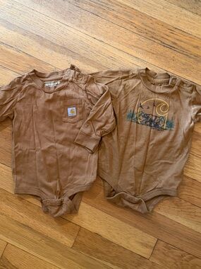 Carhartt Brown Toddler Cotton Onesie Set with Pocket & Graphic